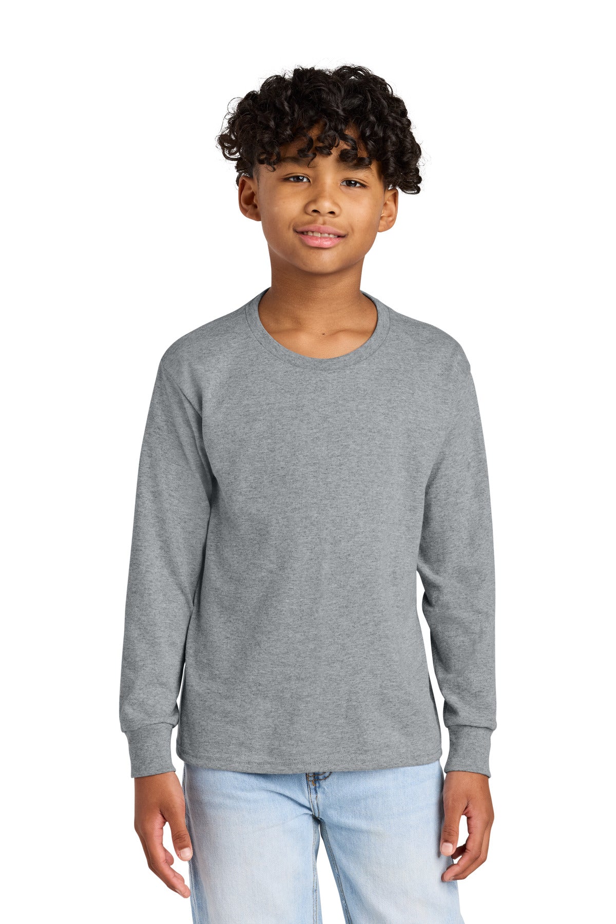 Jerzees Youth Dri-Power 50/50 Cotton/Poly Long Sleeve 29BL - Athletic Heather - front