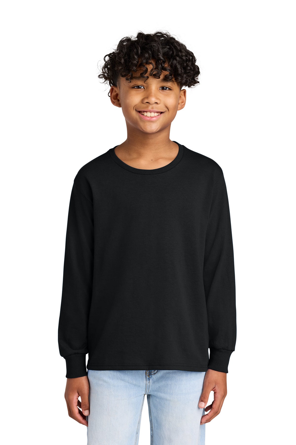 Jerzees Youth Dri-Power 50/50 Cotton/Poly Long Sleeve 29BL - Black - front