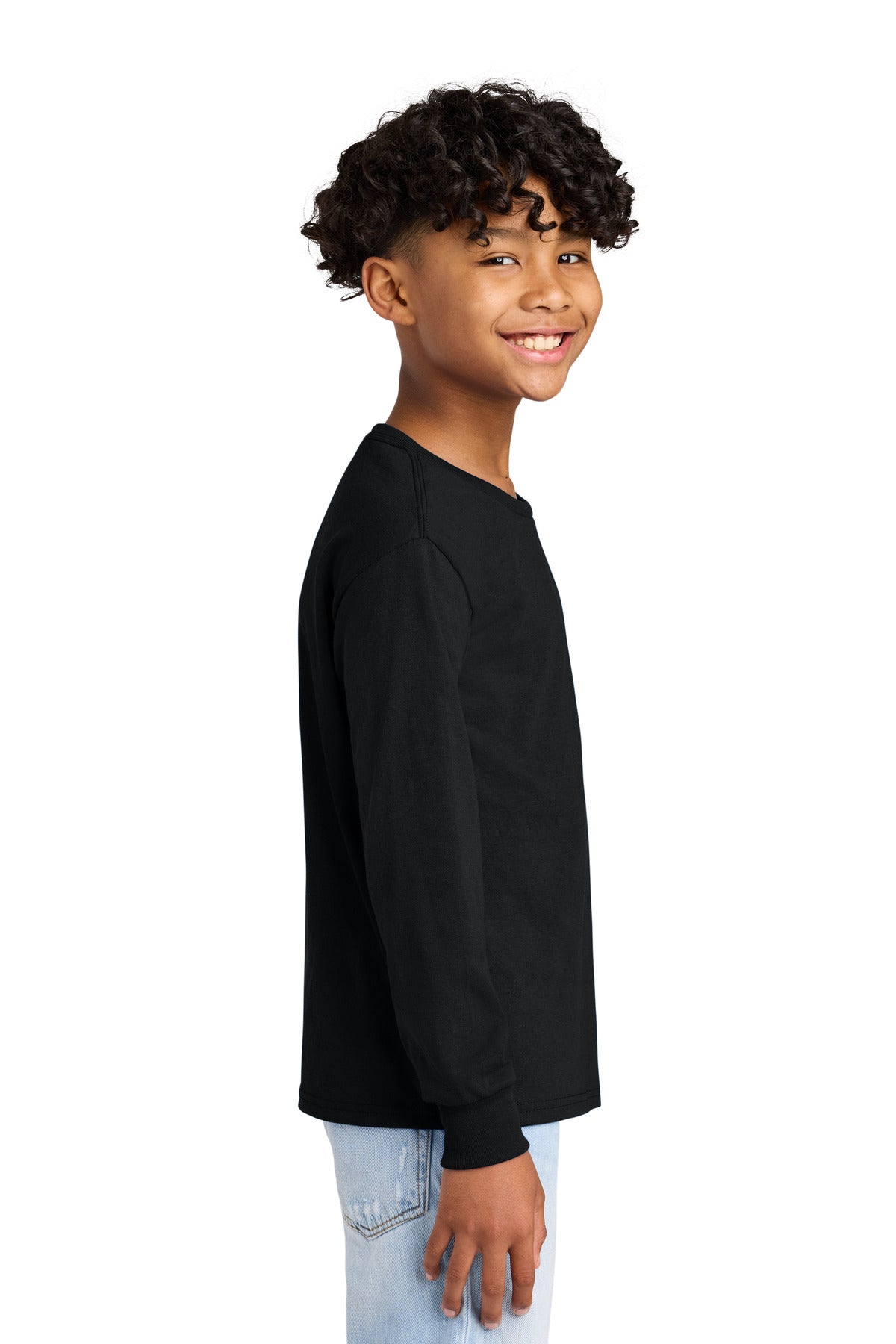 Jerzees Youth Dri-Power 50/50 Cotton/Poly Long Sleeve 29BL - Black - side
