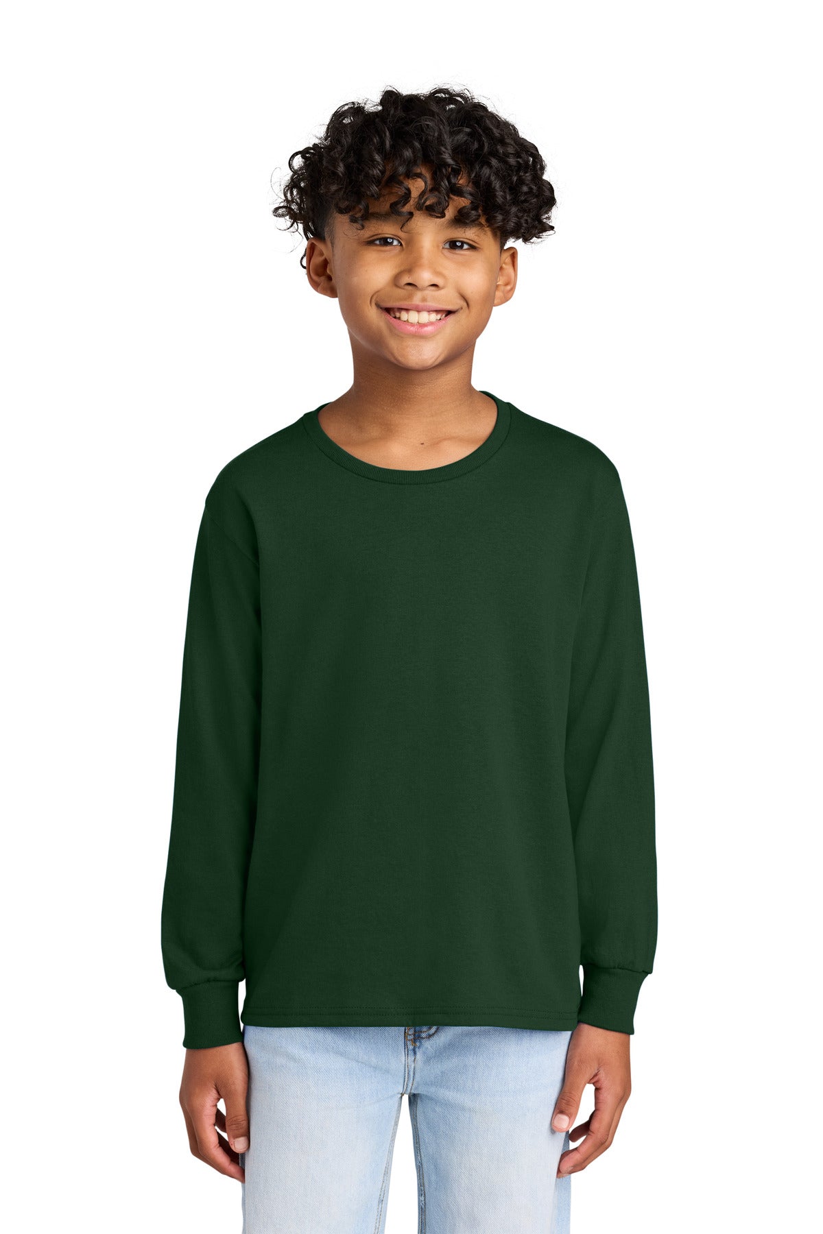 Jerzees Youth Dri-Power 50/50 Cotton/Poly Long Sleeve 29BL - Forest Green - front