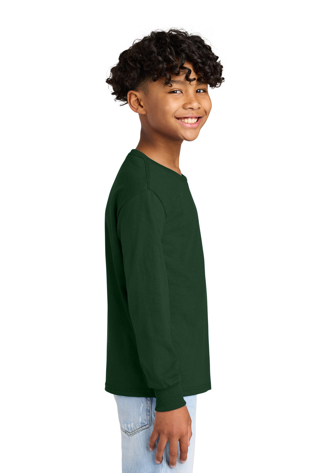Jerzees Youth Dri-Power 50/50 Cotton/Poly Long Sleeve 29BL - Forest Green - side