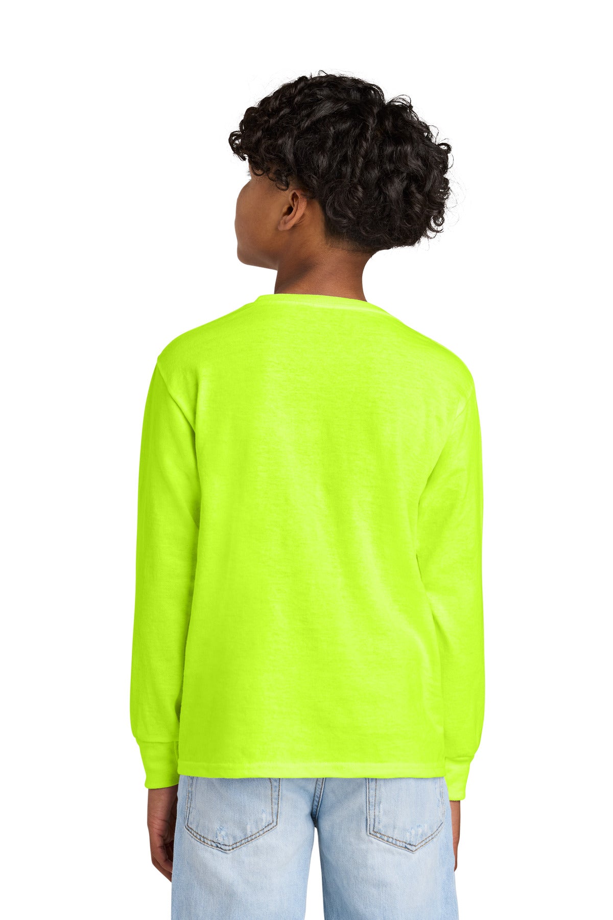Jerzees Youth Dri-Power 50/50 Cotton/Poly Long Sleeve 29BL - Safety Green - back