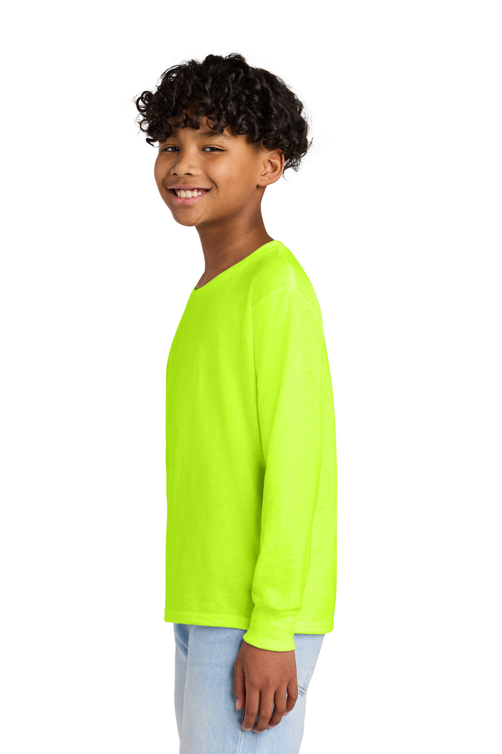 Jerzees Youth Dri-Power 50/50 Cotton/Poly Long Sleeve 29BL - Safety Green - side