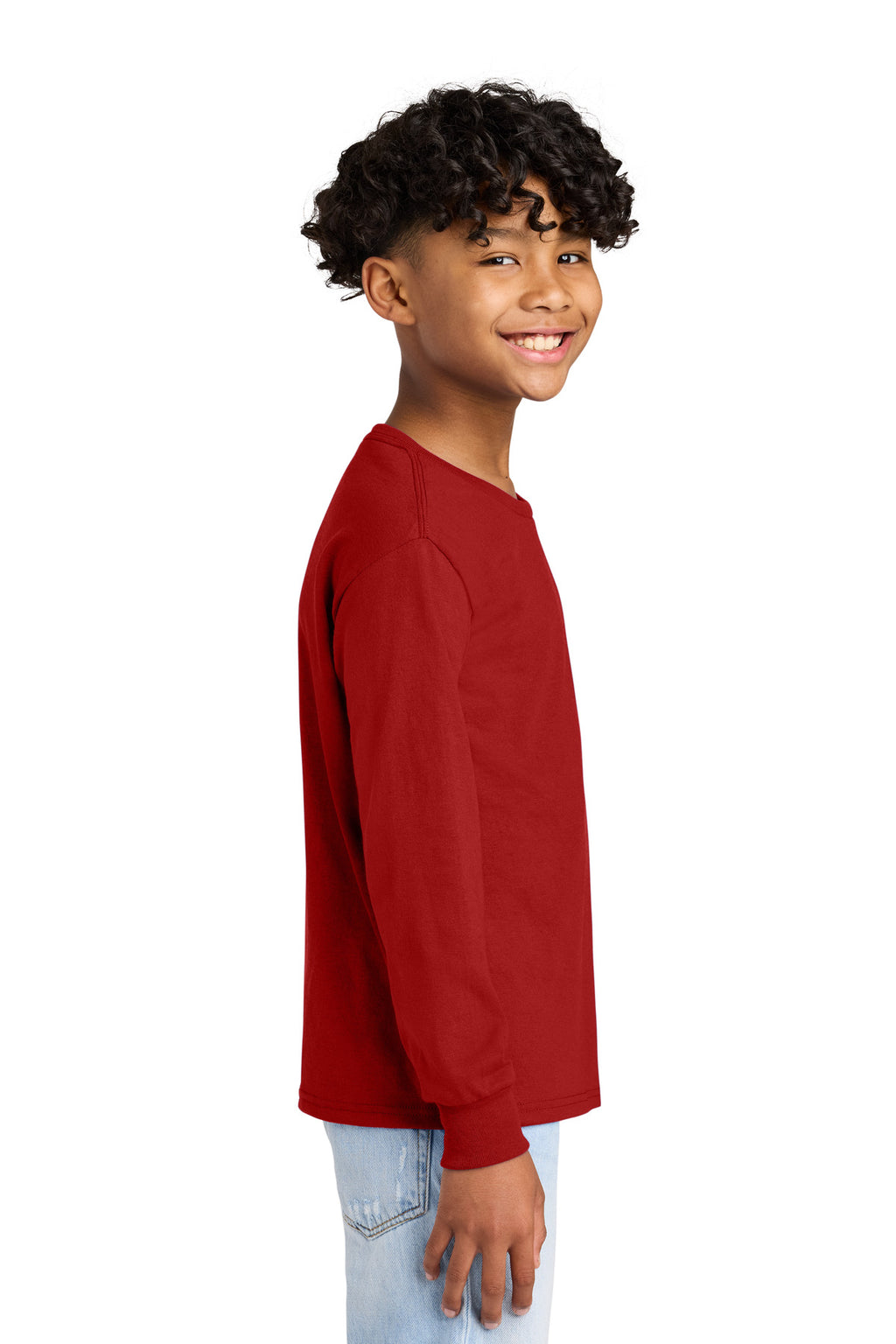 Jerzees Youth Dri-Power 50/50 Cotton/Poly Long Sleeve 29BL - True Red - side