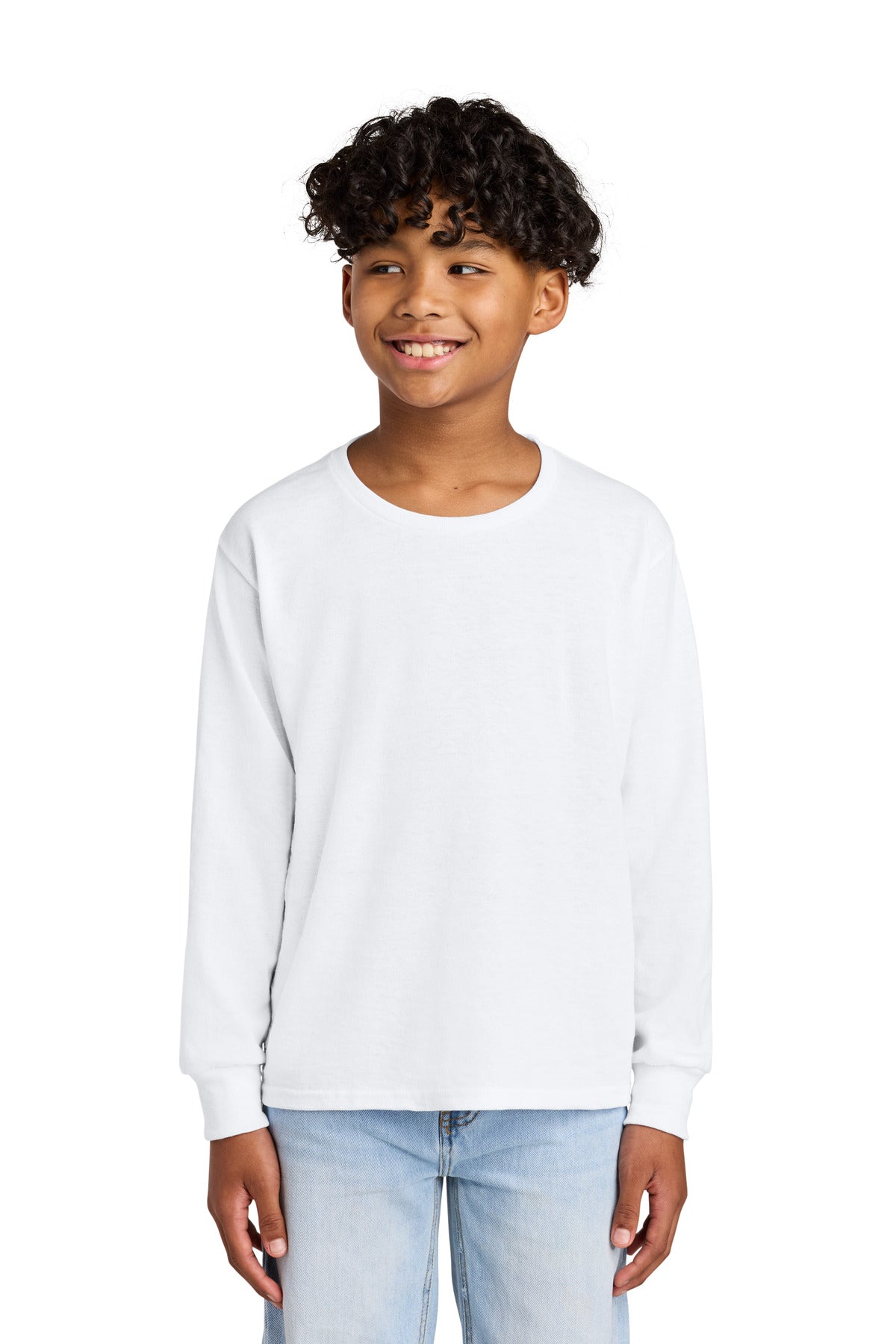 Jerzees Youth Dri-Power 50/50 Cotton/Poly Long Sleeve 29BL - White - front