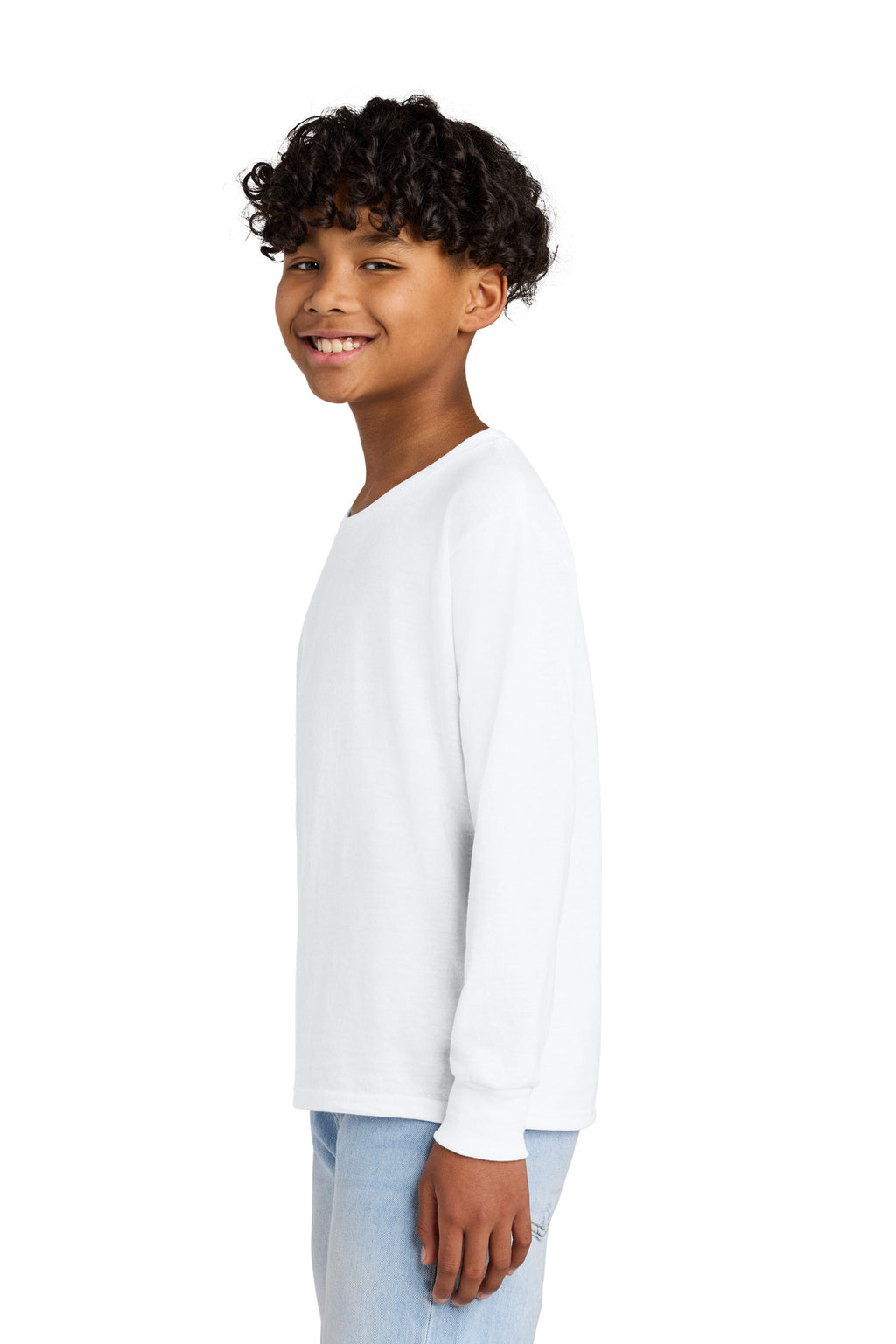 Jerzees Youth Dri-Power 50/50 Cotton/Poly Long Sleeve 29BL - White - side