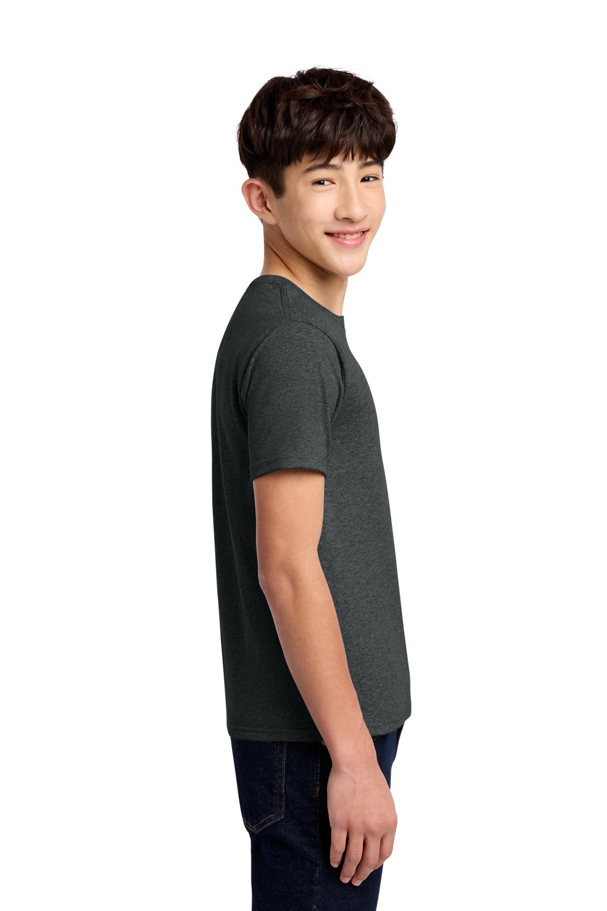 Jerzees - Youth Dri-Power 50/50 Cotton/Poly T-Shirt. 29B - Black Heather - side