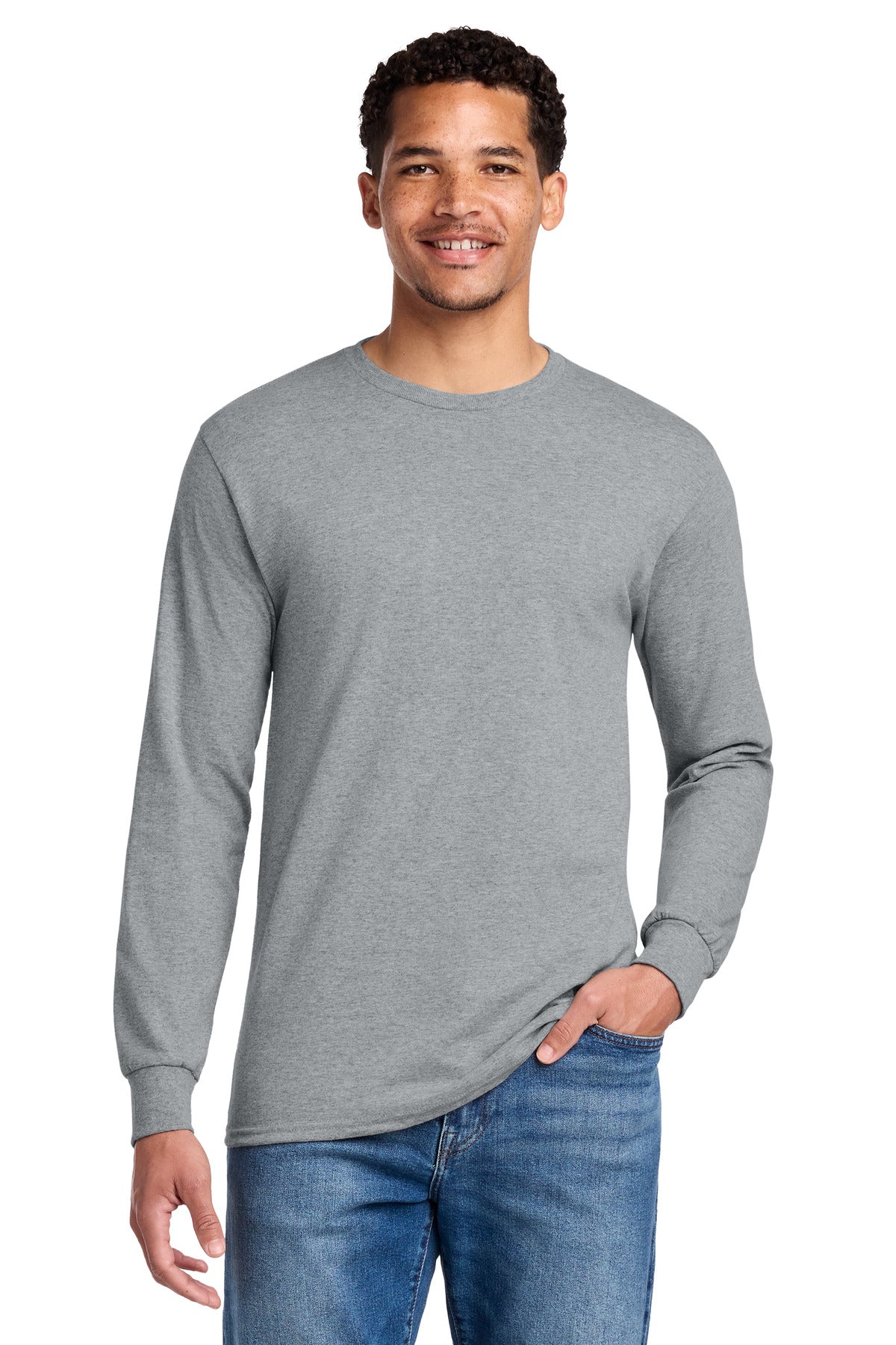 Jerzees - Dri-Power 50/50 Cotton/Poly Long Sleeve T-Shirt. 29LS - Athletic Heather - front