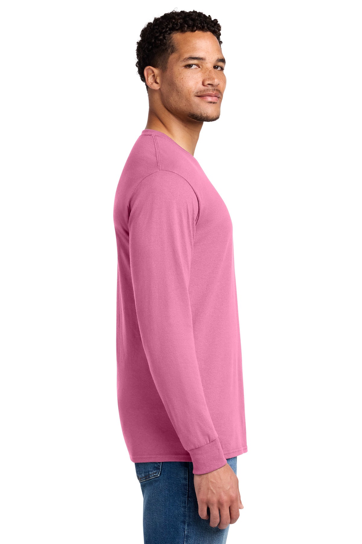 Jerzees - Dri-Power 50/50 Cotton/Poly Long Sleeve T-Shirt. 29LS - Azalea - side