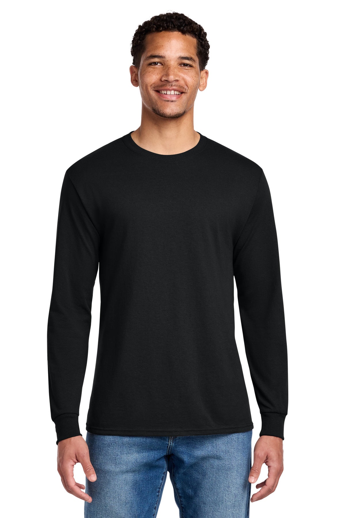 Jerzees - Dri-Power 50/50 Cotton/Poly Long Sleeve T-Shirt. 29LS - Black - front