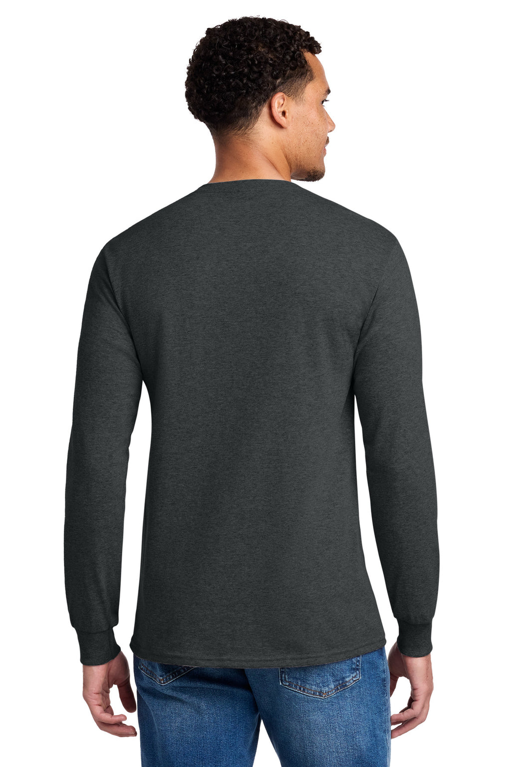 Jerzees - Dri-Power 50/50 Cotton/Poly Long Sleeve T-Shirt. 29LS - Black Heather - back