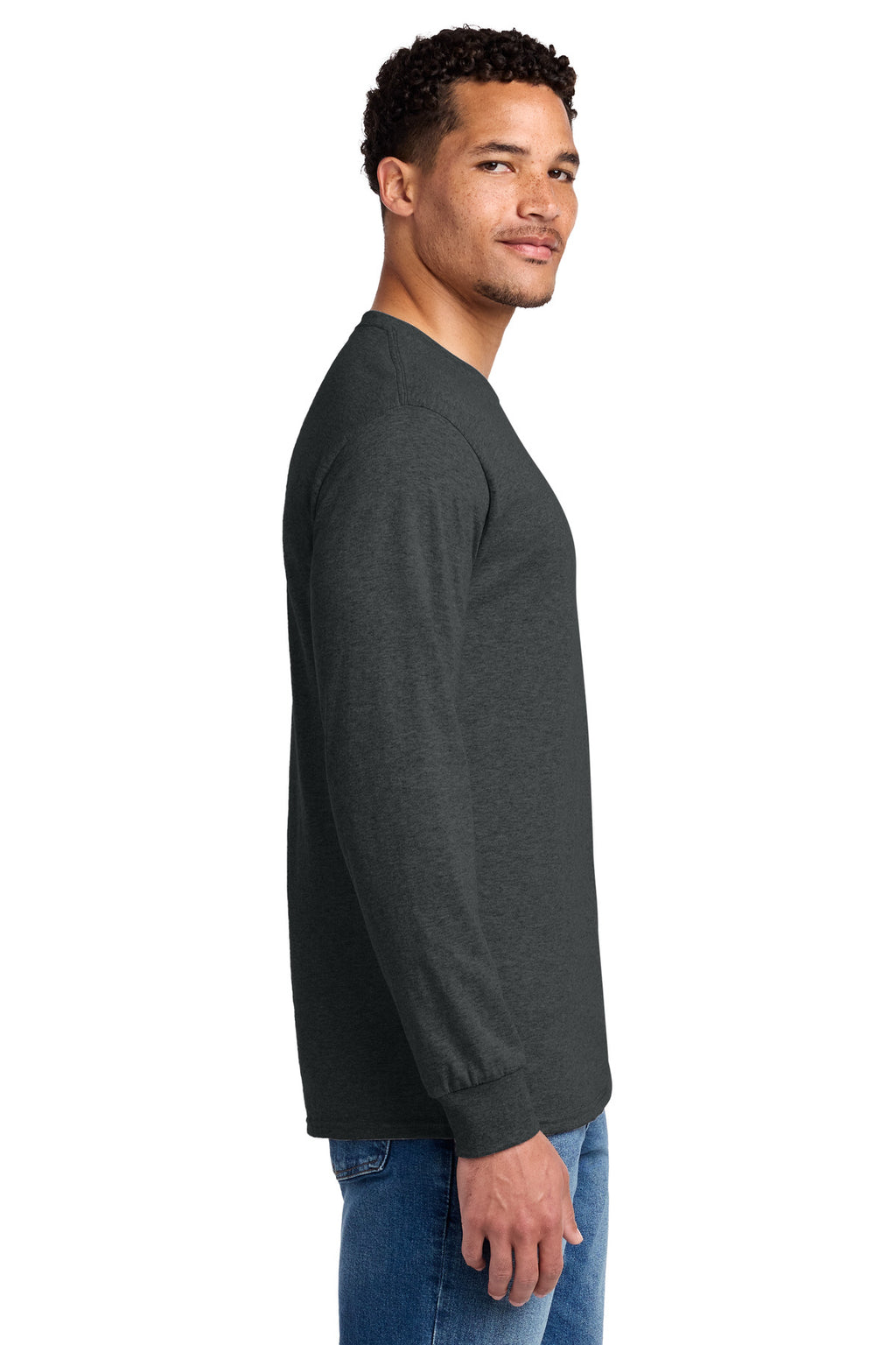 Jerzees - Dri-Power 50/50 Cotton/Poly Long Sleeve T-Shirt. 29LS - Black Heather - side