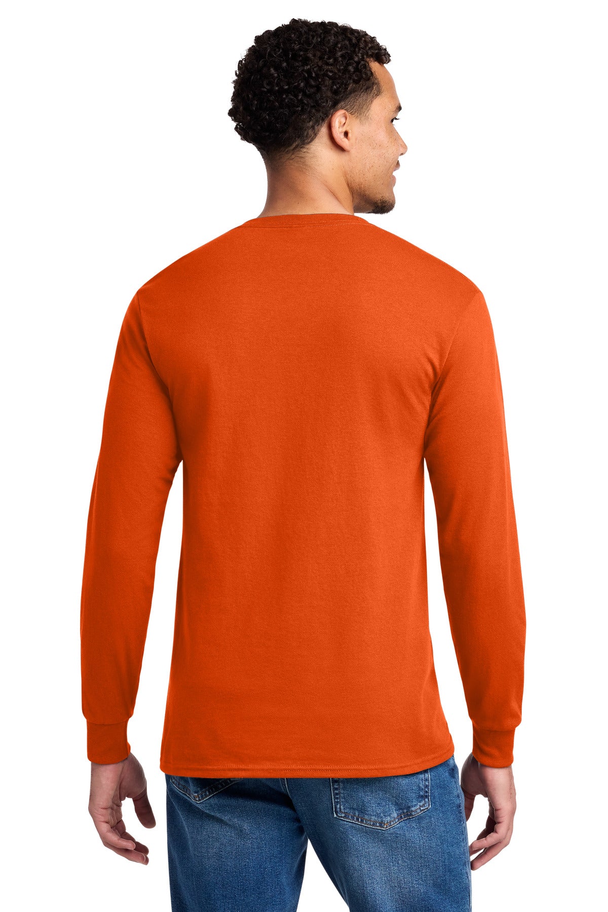 Jerzees - Dri-Power 50/50 Cotton/Poly Long Sleeve T-Shirt. 29LS - Burnt Orange - back