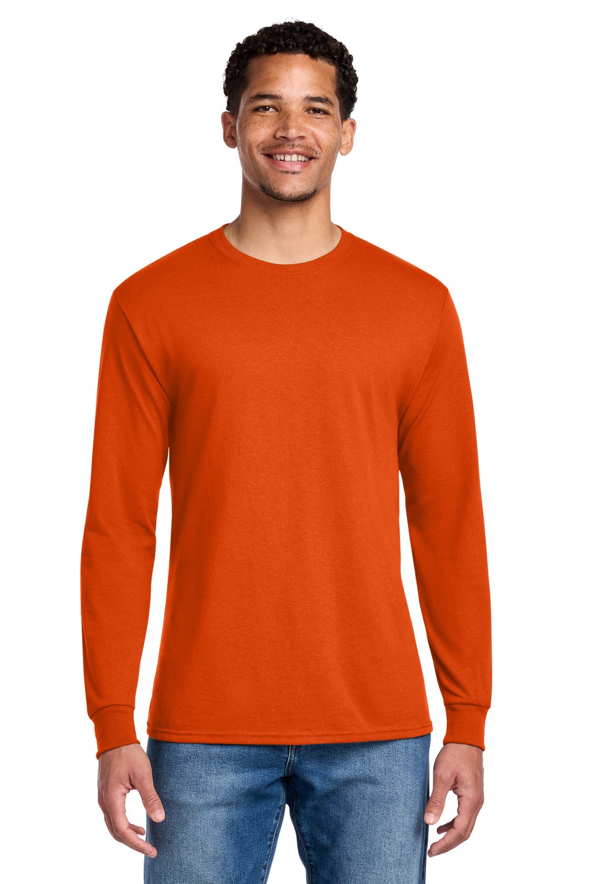 Jerzees - Dri-Power 50/50 Cotton/Poly Long Sleeve T-Shirt. 29LS - Burnt Orange - front