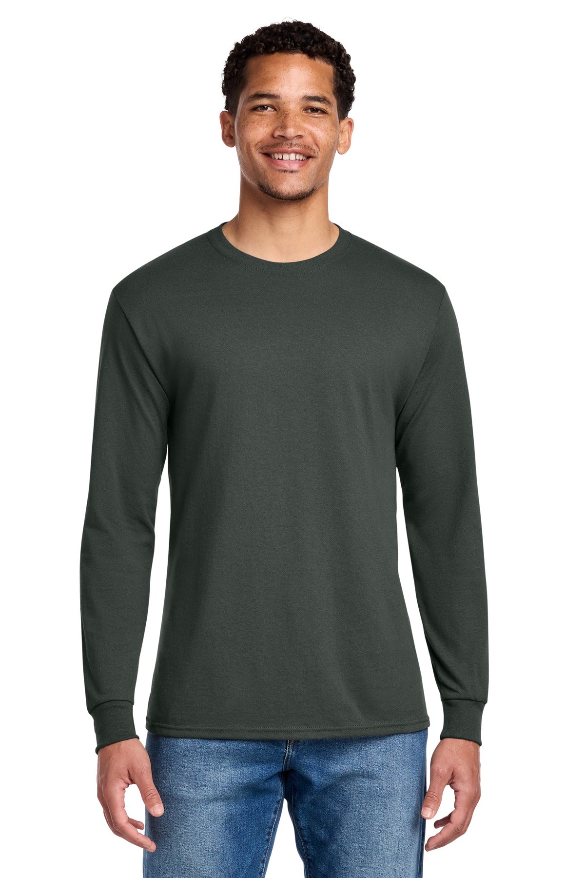 Jerzees - Dri-Power 50/50 Cotton/Poly Long Sleeve T-Shirt. 29LS - Charcoal Grey - front