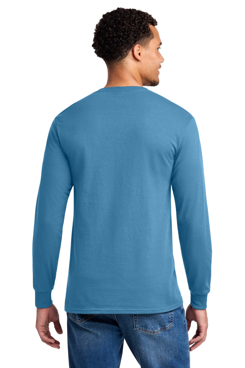 Jerzees - Dri-Power 50/50 Cotton/Poly Long Sleeve T-Shirt. 29LS - Columbia Blue - back