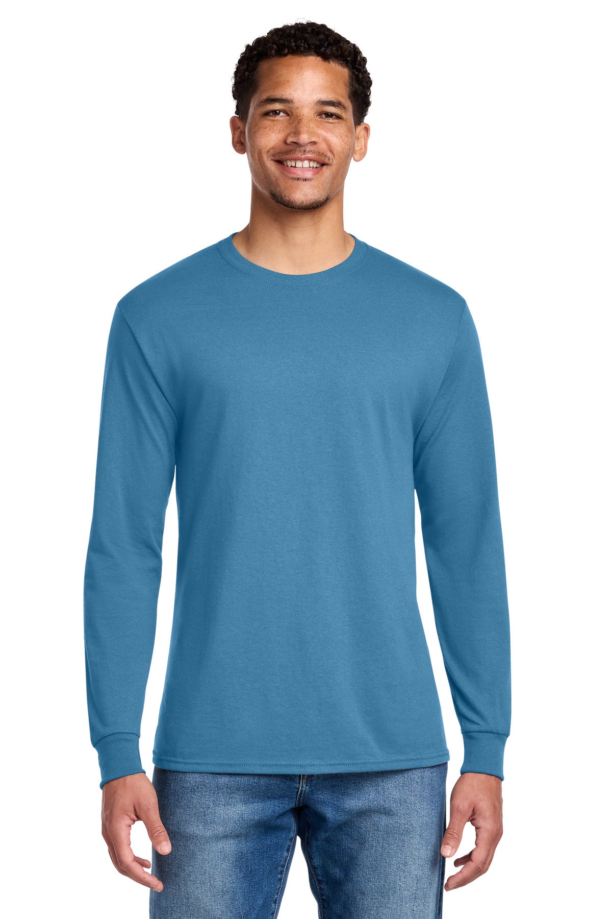 Jerzees - Dri-Power 50/50 Cotton/Poly Long Sleeve T-Shirt. 29LS - Columbia Blue - front
