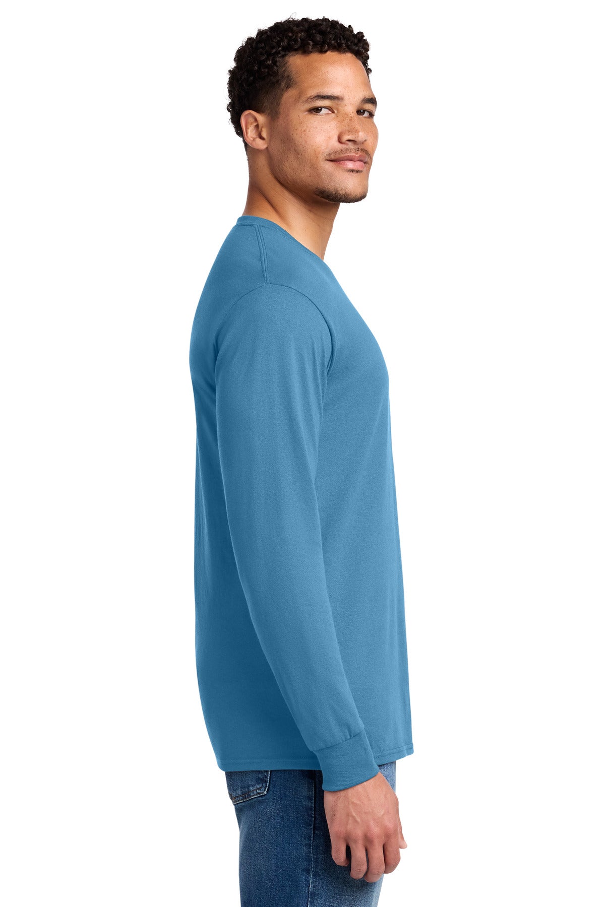 Jerzees - Dri-Power 50/50 Cotton/Poly Long Sleeve T-Shirt. 29LS - Columbia Blue - side