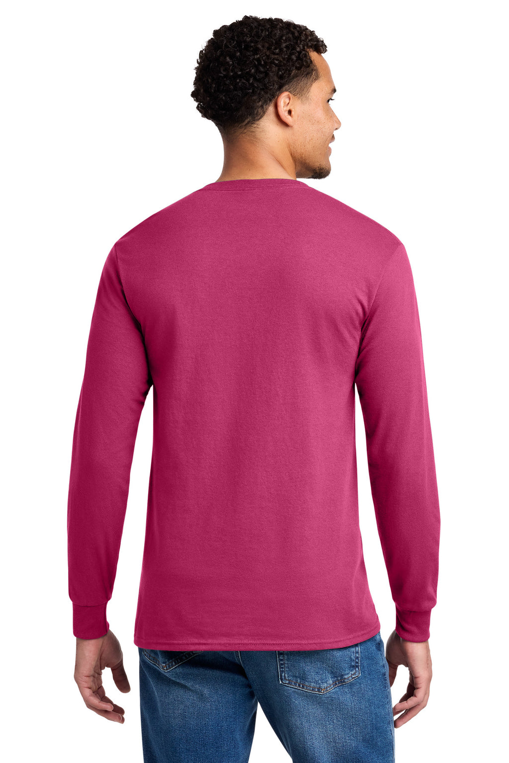 Jerzees - Dri-Power 50/50 Cotton/Poly Long Sleeve T-Shirt. 29LS - Cyber Pink - back