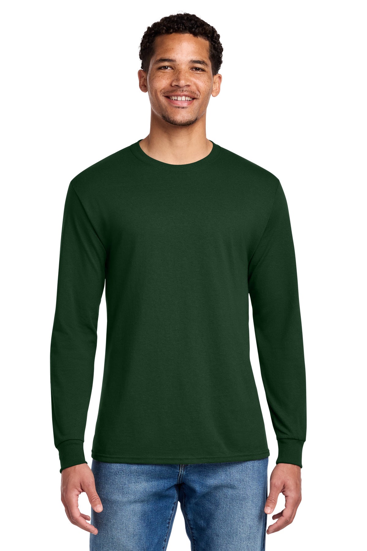 Jerzees - Dri-Power 50/50 Cotton/Poly Long Sleeve T-Shirt. 29LS - Forest Green - front