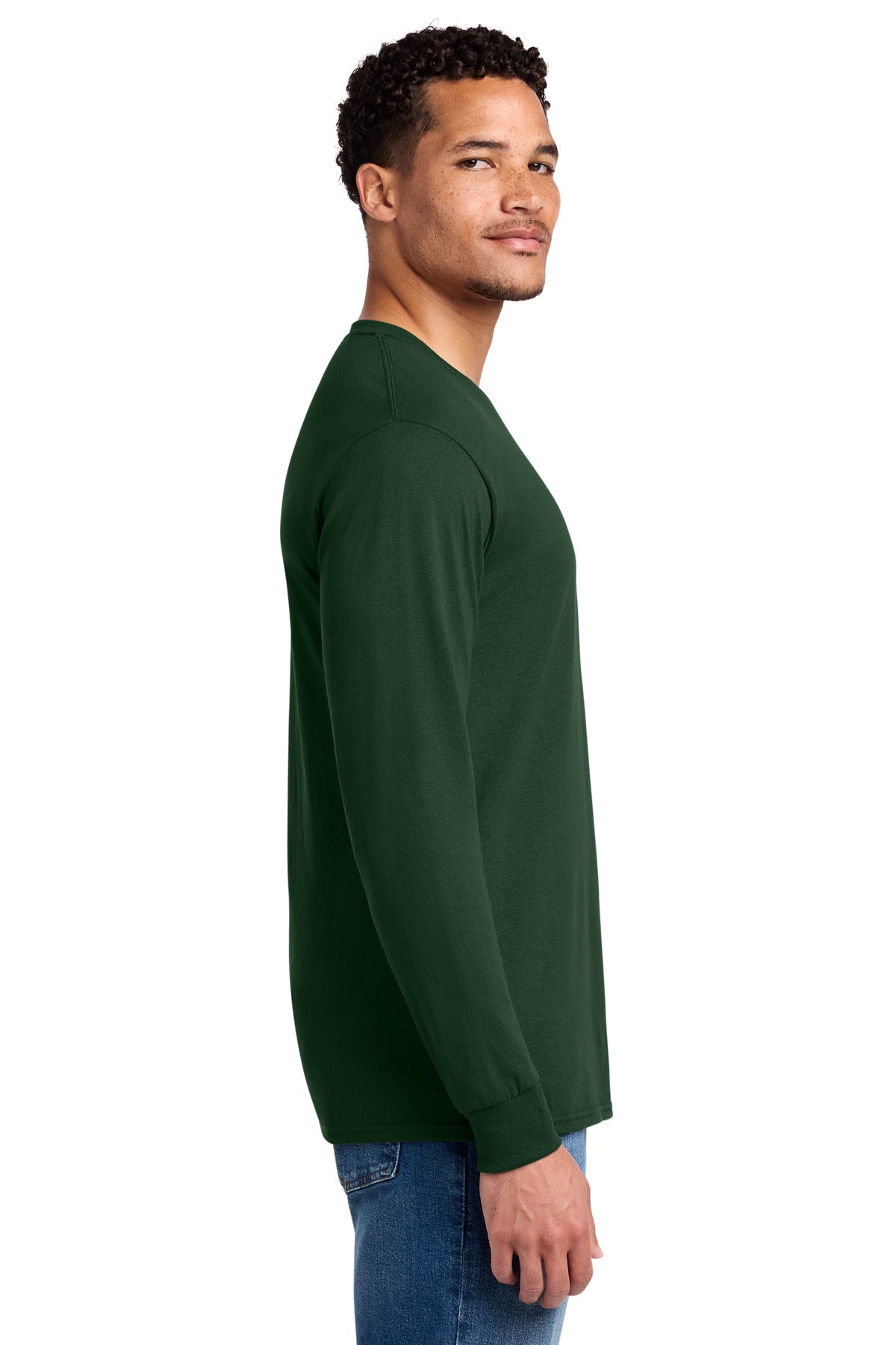 Jerzees - Dri-Power 50/50 Cotton/Poly Long Sleeve T-Shirt. 29LS - Forest Green - side
