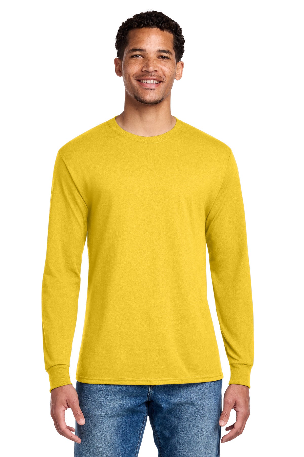 Jerzees - Dri-Power 50/50 Cotton/Poly Long Sleeve T-Shirt. 29LS - Island Yellow - front