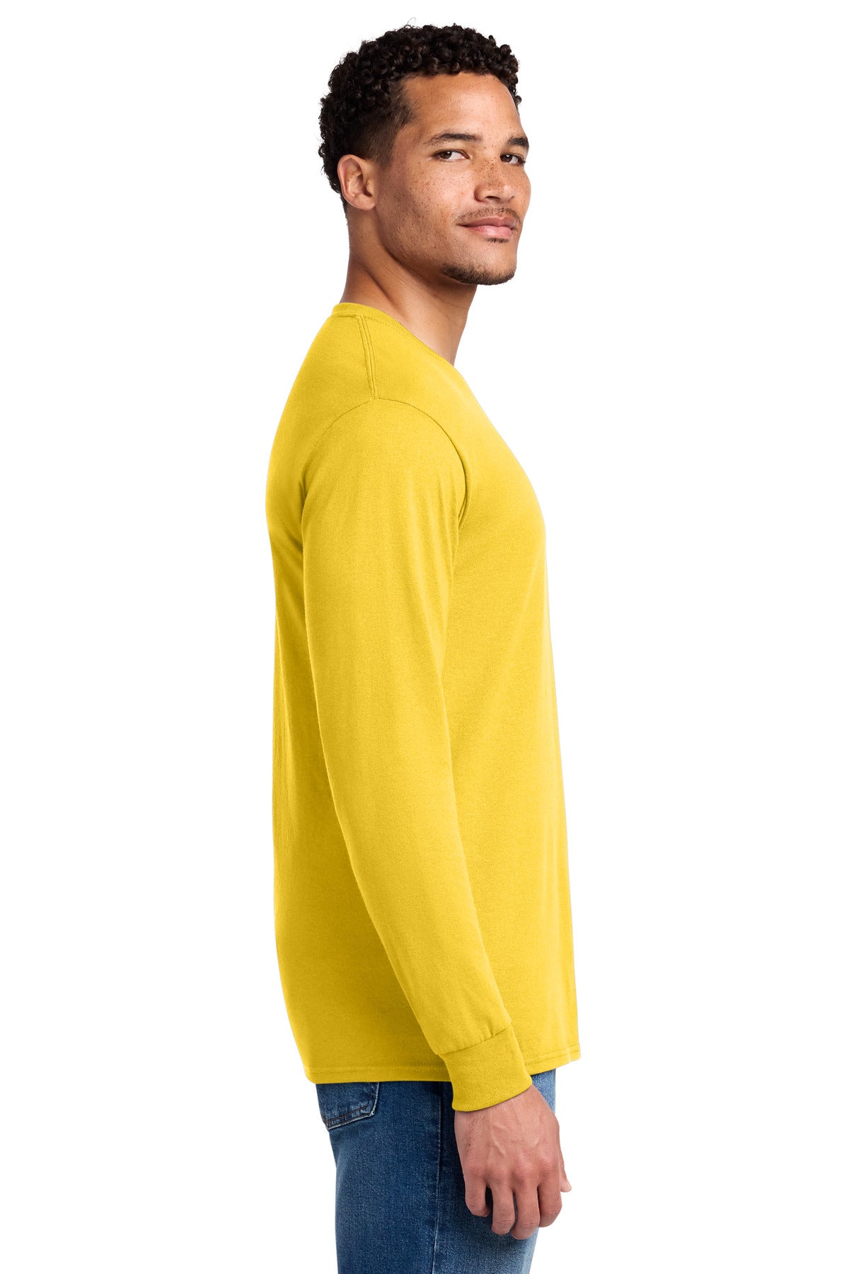 Jerzees - Dri-Power 50/50 Cotton/Poly Long Sleeve T-Shirt. 29LS - Island Yellow - side
