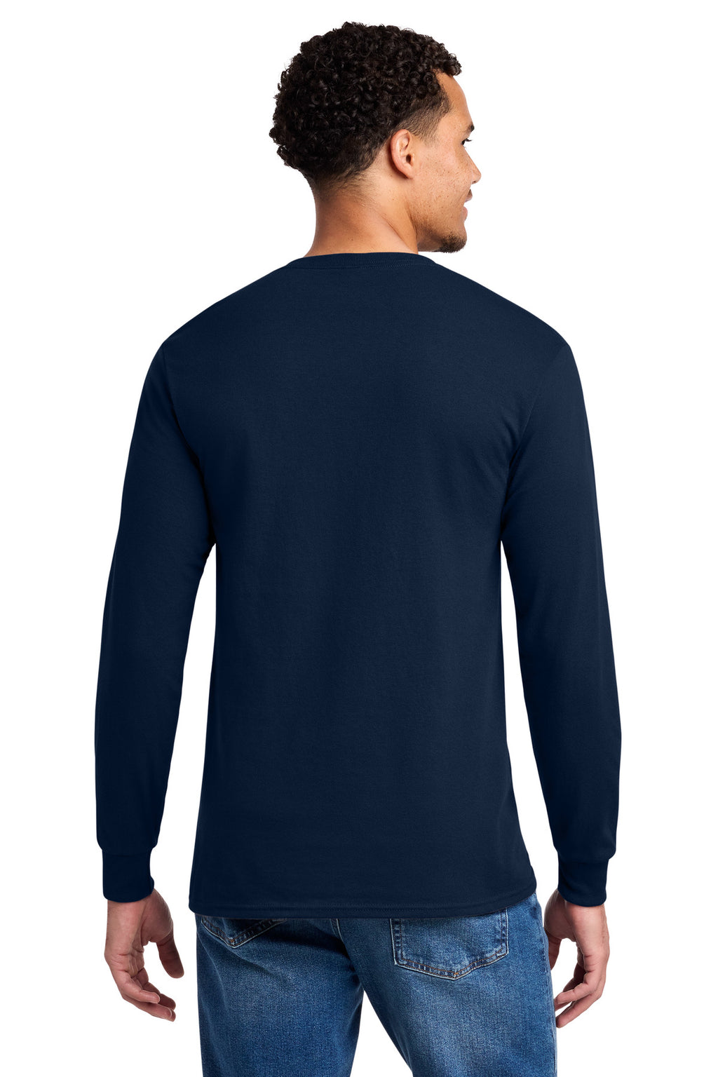 Jerzees - Dri-Power 50/50 Cotton/Poly Long Sleeve T-Shirt. 29LS - J. Navy - back