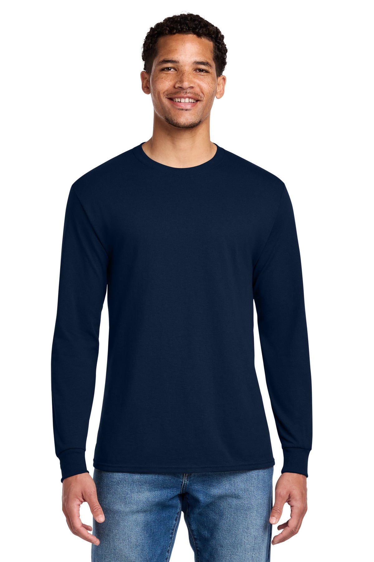 Jerzees - Dri-Power 50/50 Cotton/Poly Long Sleeve T-Shirt. 29LS - J. Navy - front