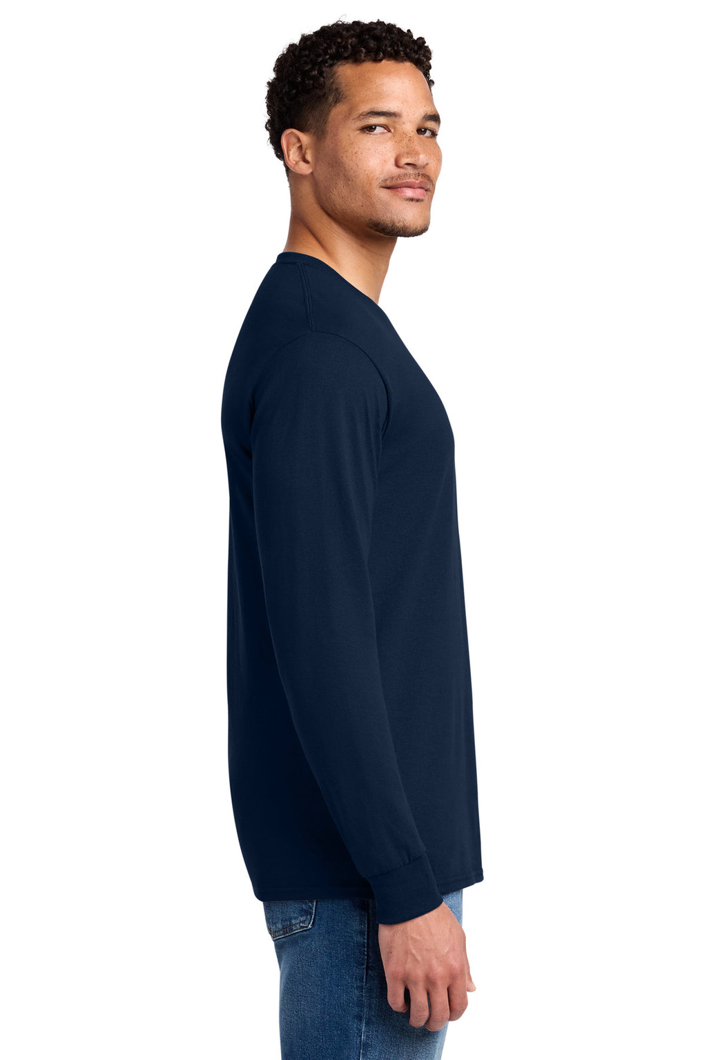 Jerzees - Dri-Power 50/50 Cotton/Poly Long Sleeve T-Shirt. 29LS - J. Navy - side