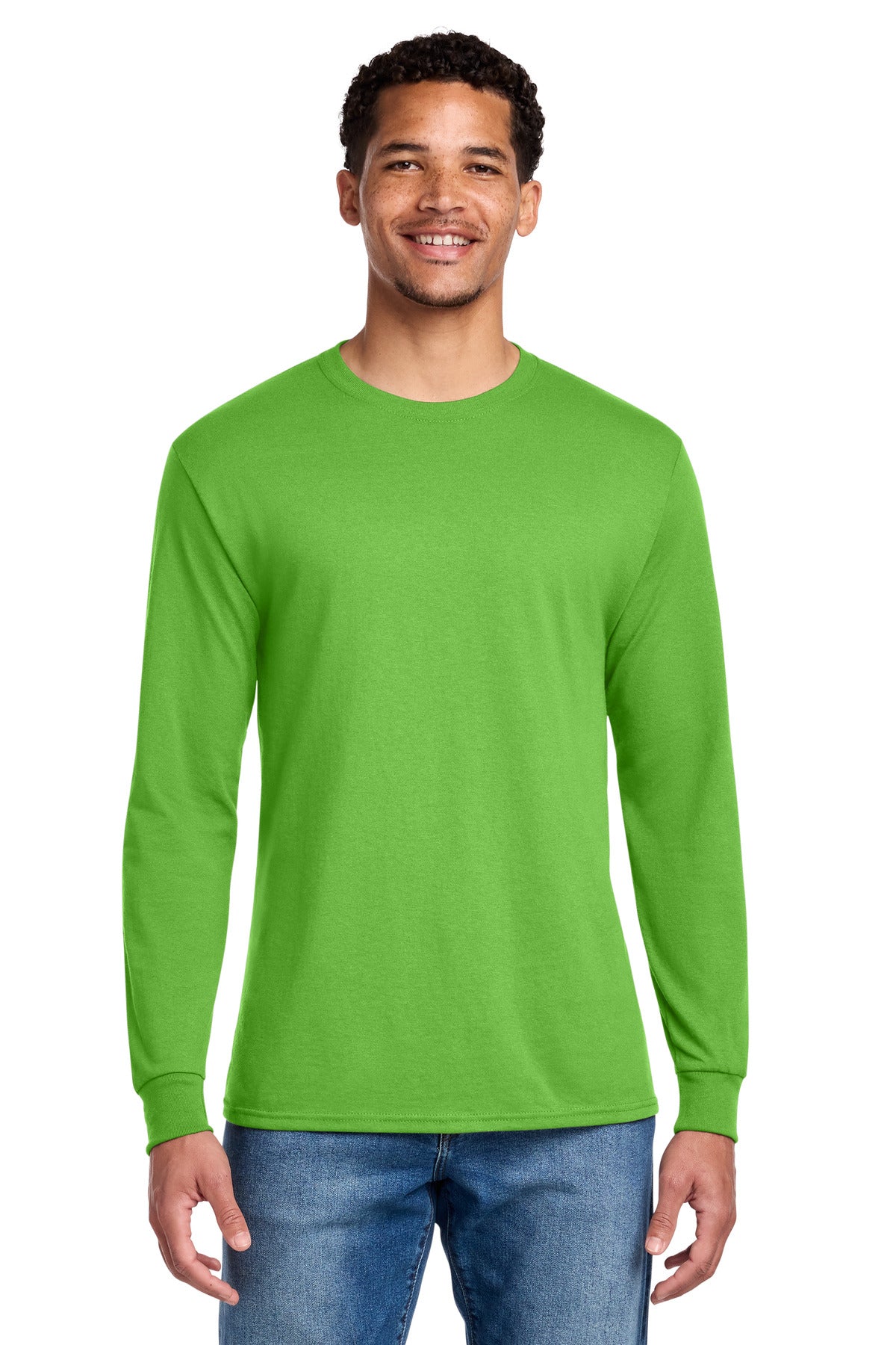 Jerzees - Dri-Power 50/50 Cotton/Poly Long Sleeve T-Shirt. 29LS - Kiwi - front
