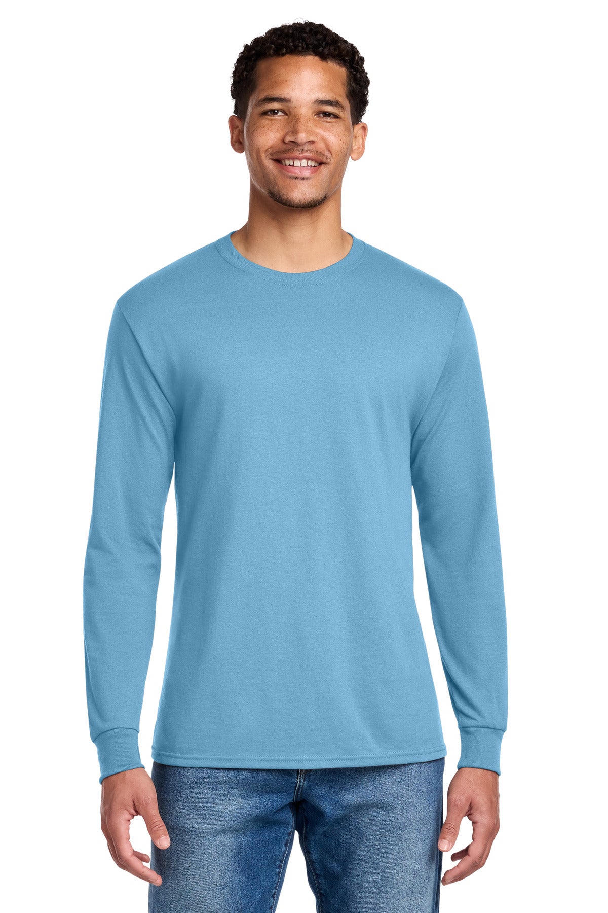 Jerzees - Dri-Power 50/50 Cotton/Poly Long Sleeve T-Shirt. 29LS - Light Blue - front