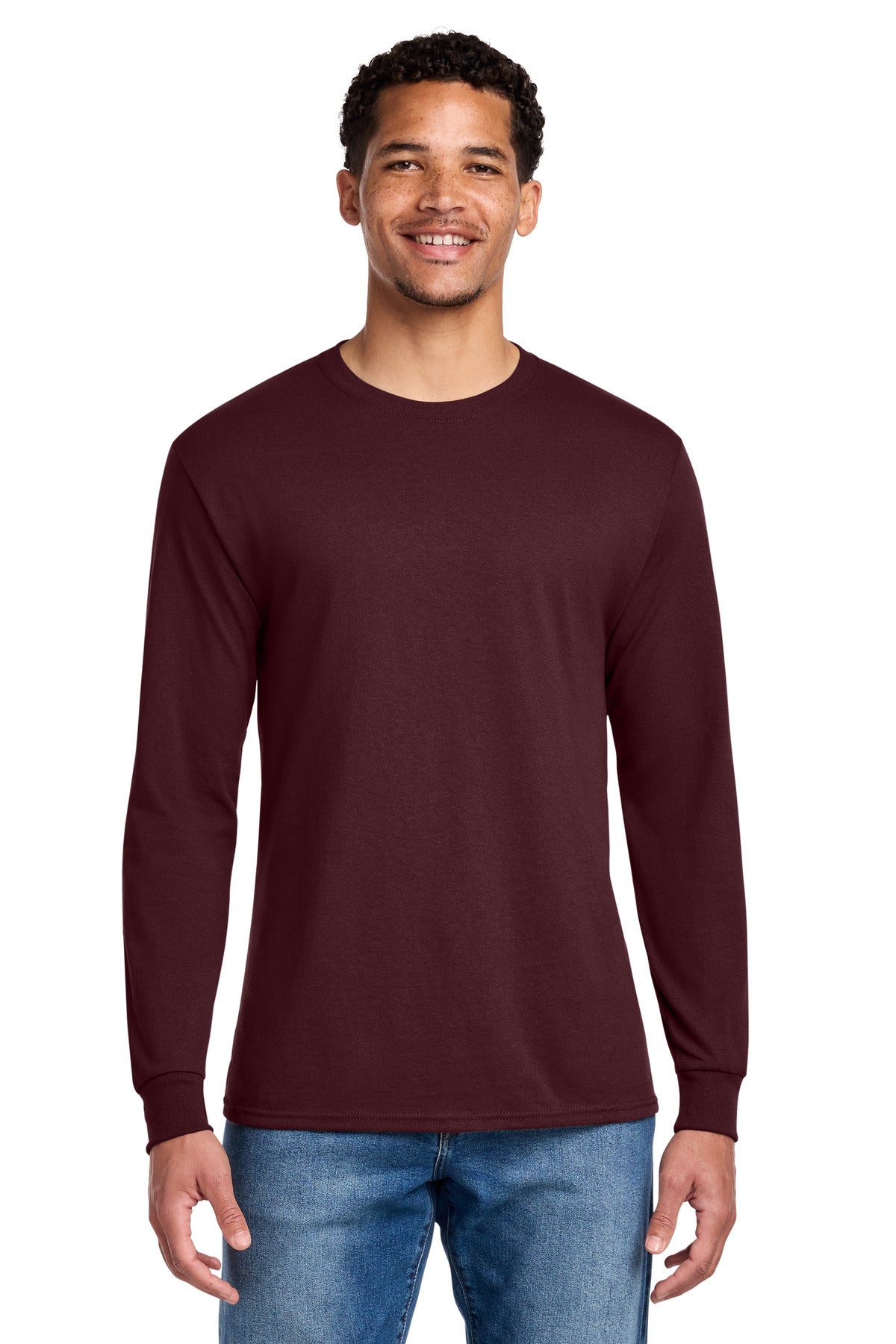 Jerzees - Dri-Power 50/50 Cotton/Poly Long Sleeve T-Shirt. 29LS - Maroon - front