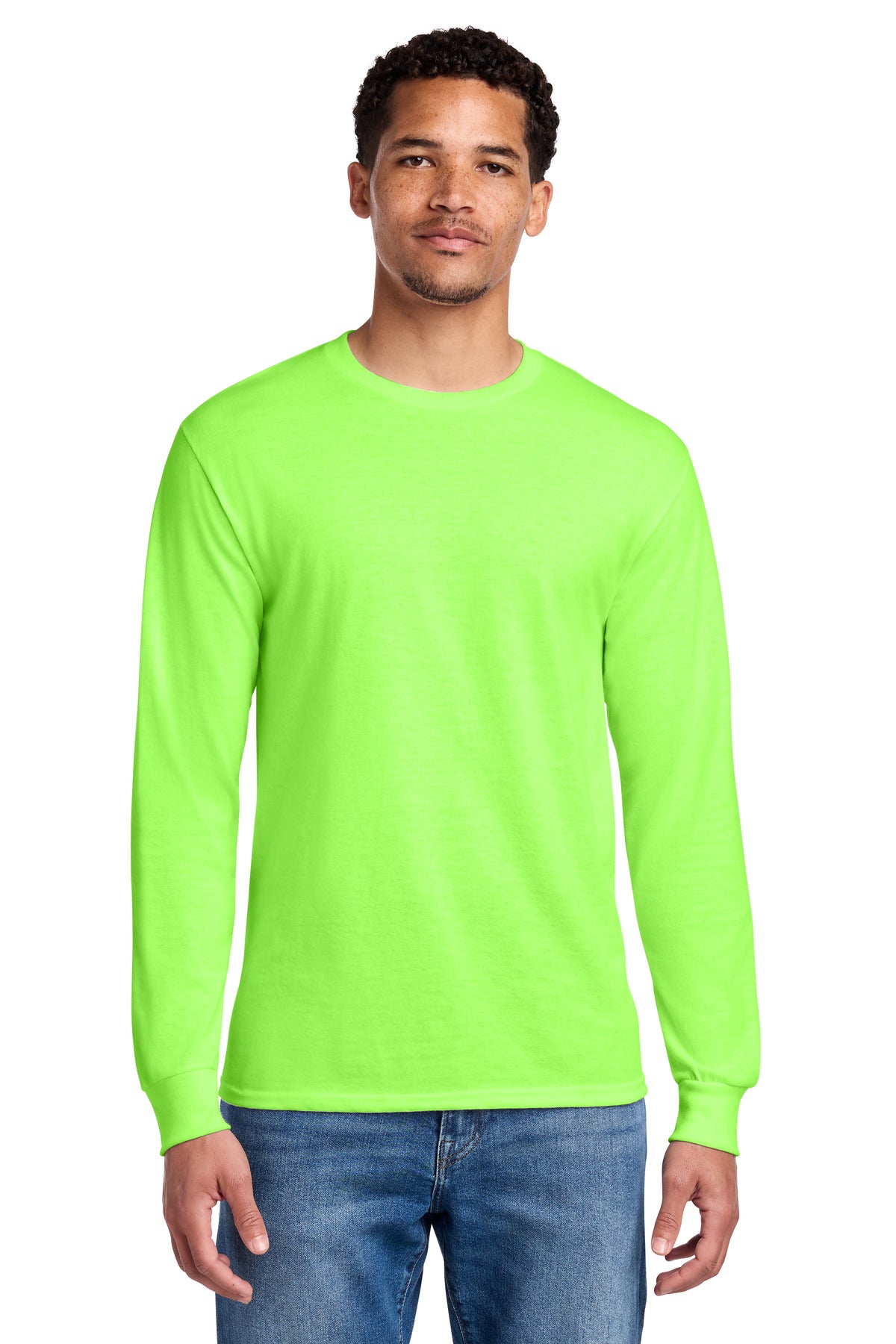 Jerzees - Dri-Power 50/50 Cotton/Poly Long Sleeve T-Shirt. 29LS - Neon Green - front