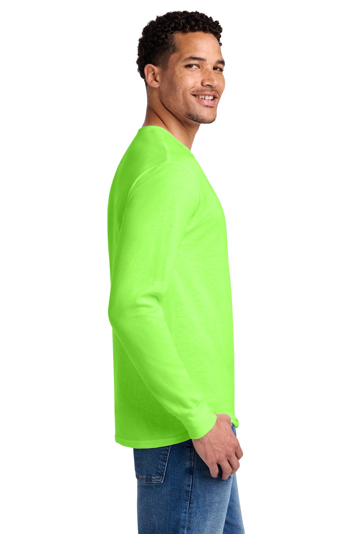 Jerzees - Dri-Power 50/50 Cotton/Poly Long Sleeve T-Shirt. 29LS - Neon Green - side