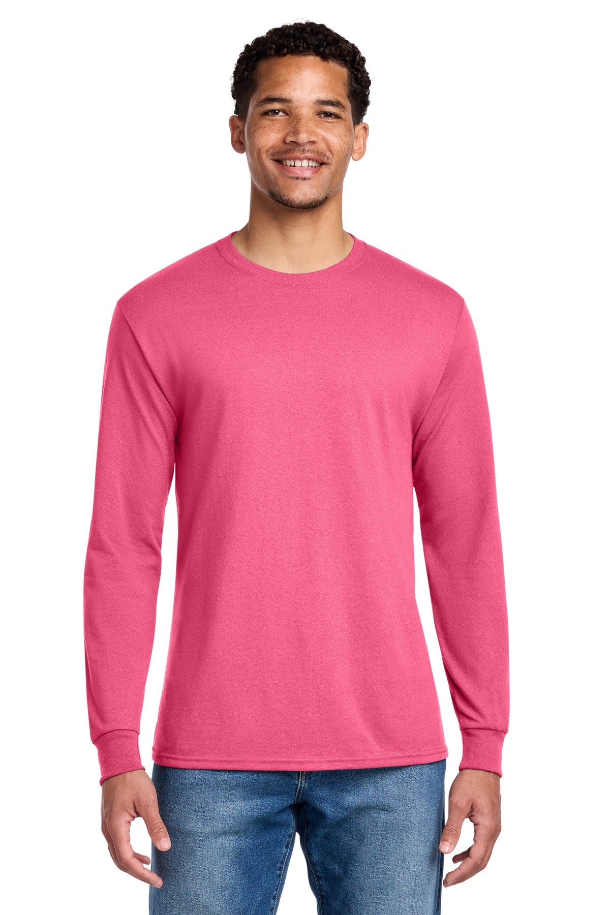 Jerzees - Dri-Power 50/50 Cotton/Poly Long Sleeve T-Shirt. 29LS - Neon Pink - front