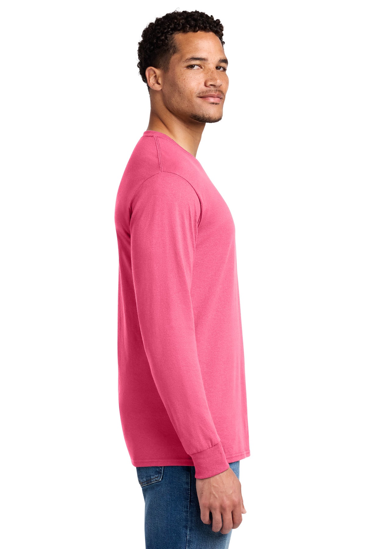Jerzees - Dri-Power 50/50 Cotton/Poly Long Sleeve T-Shirt. 29LS - Neon Pink - side