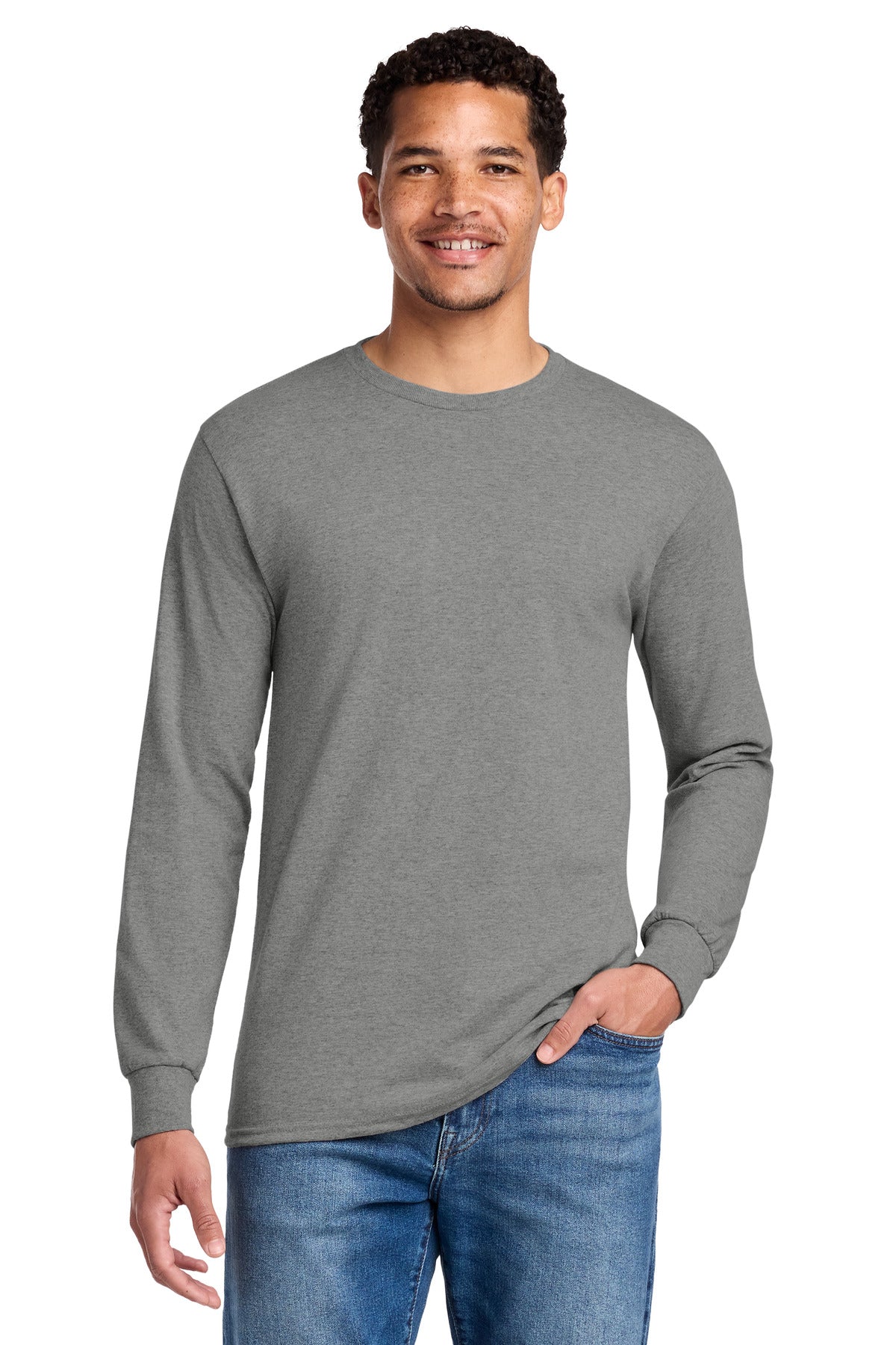 Jerzees - Dri-Power 50/50 Cotton/Poly Long Sleeve T-Shirt. 29LS - Oxford - front
