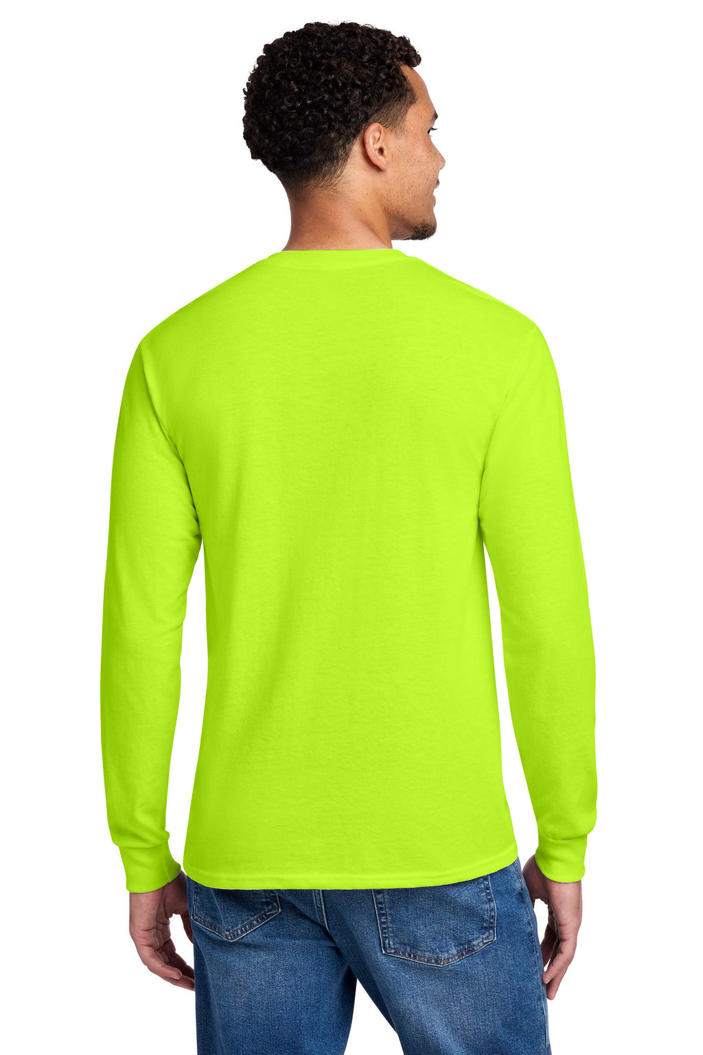 Jerzees - Dri-Power 50/50 Cotton/Poly Long Sleeve T-Shirt. 29LS - Safety Green - back