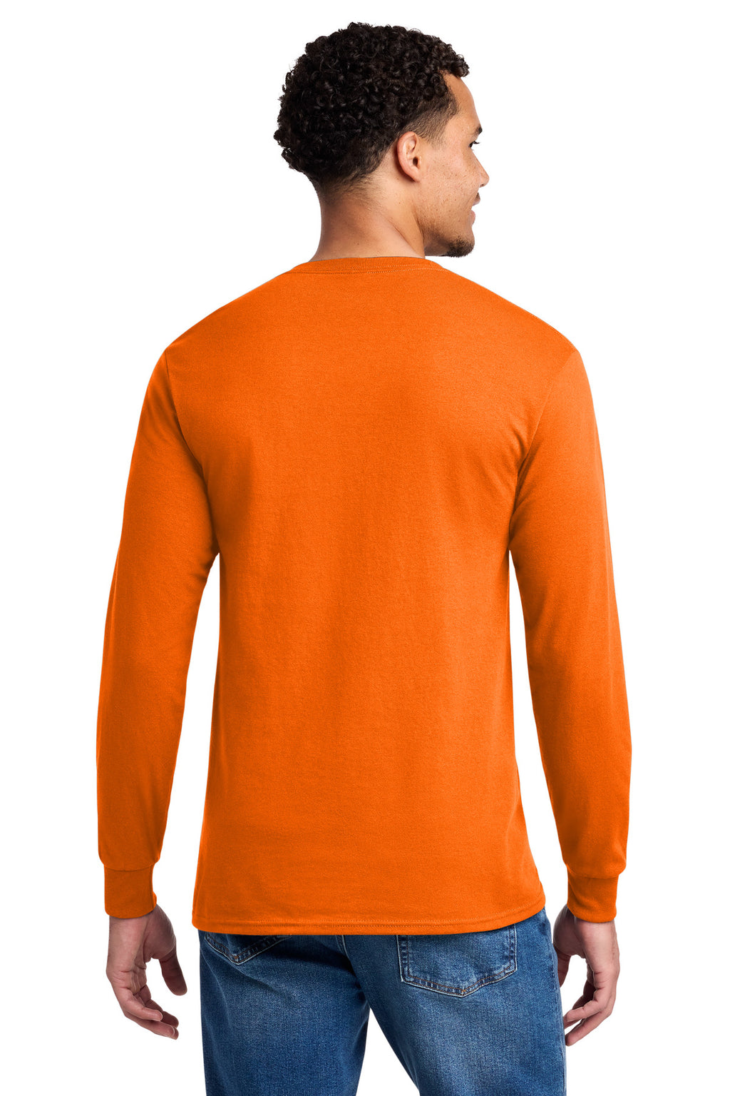 Jerzees - Dri-Power 50/50 Cotton/Poly Long Sleeve T-Shirt. 29LS - Safety Orange - back