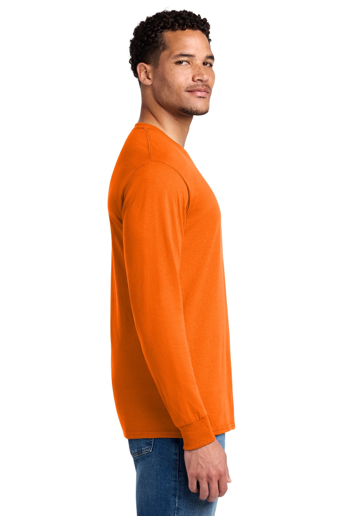 Jerzees - Dri-Power 50/50 Cotton/Poly Long Sleeve T-Shirt. 29LS - Safety Orange - side