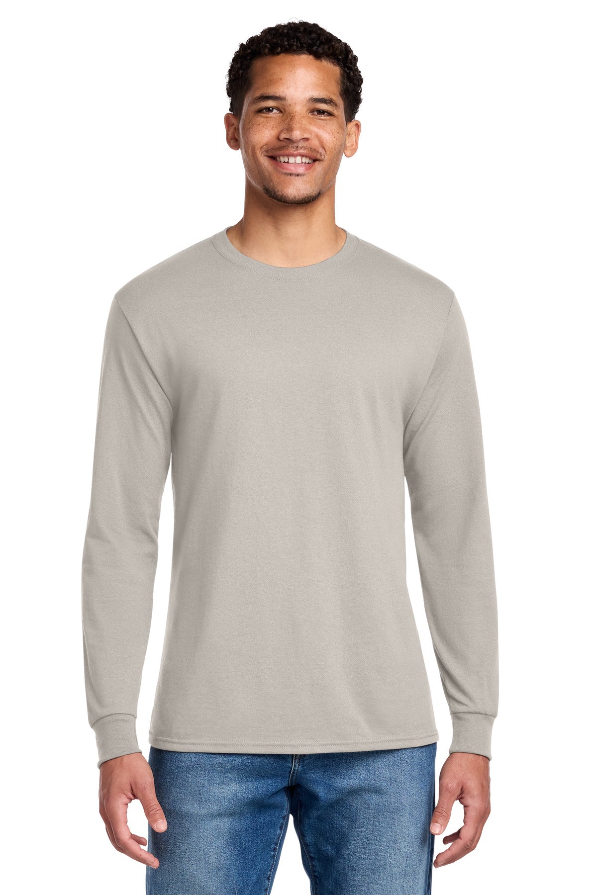 Jerzees - Dri-Power 50/50 Cotton/Poly Long Sleeve T-Shirt. 29LS - Sandstone - front