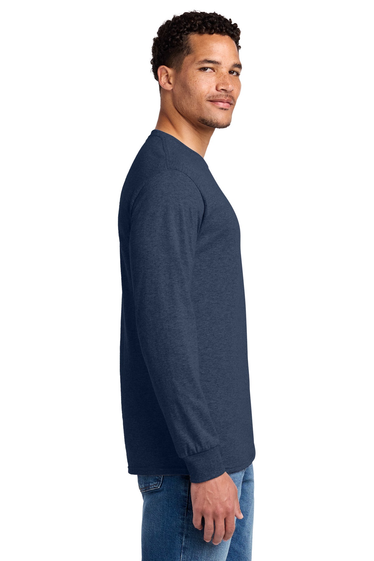 Jerzees - Dri-Power 50/50 Cotton/Poly Long Sleeve T-Shirt. 29LS - Vintage Heather Navy - side