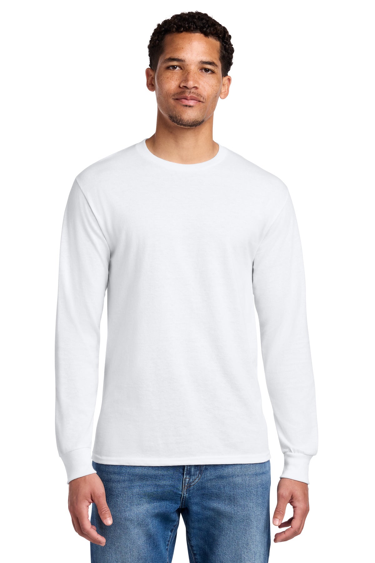 Jerzees - Dri-Power 50/50 Cotton/Poly Long Sleeve T-Shirt. 29LS - White - front