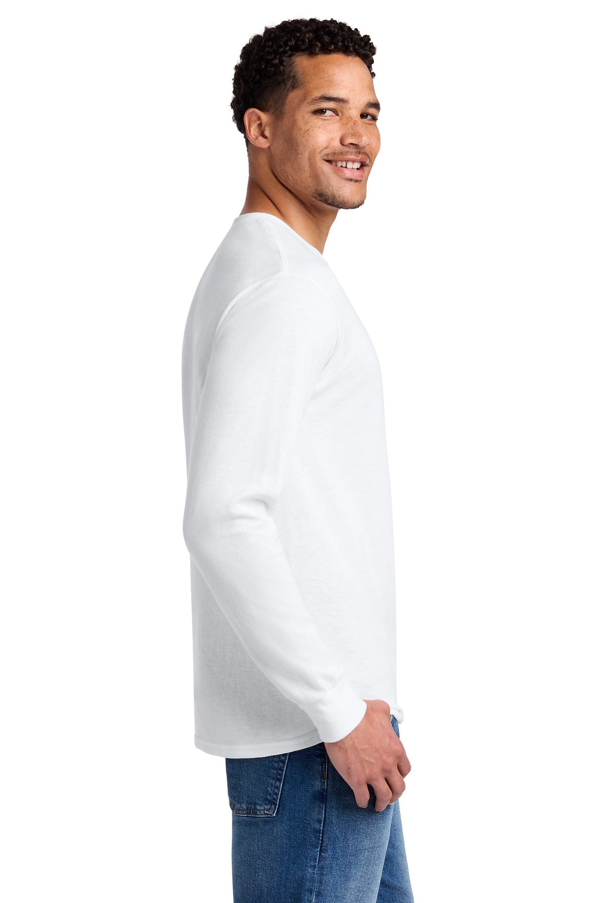 Jerzees - Dri-Power 50/50 Cotton/Poly Long Sleeve T-Shirt. 29LS - White - side