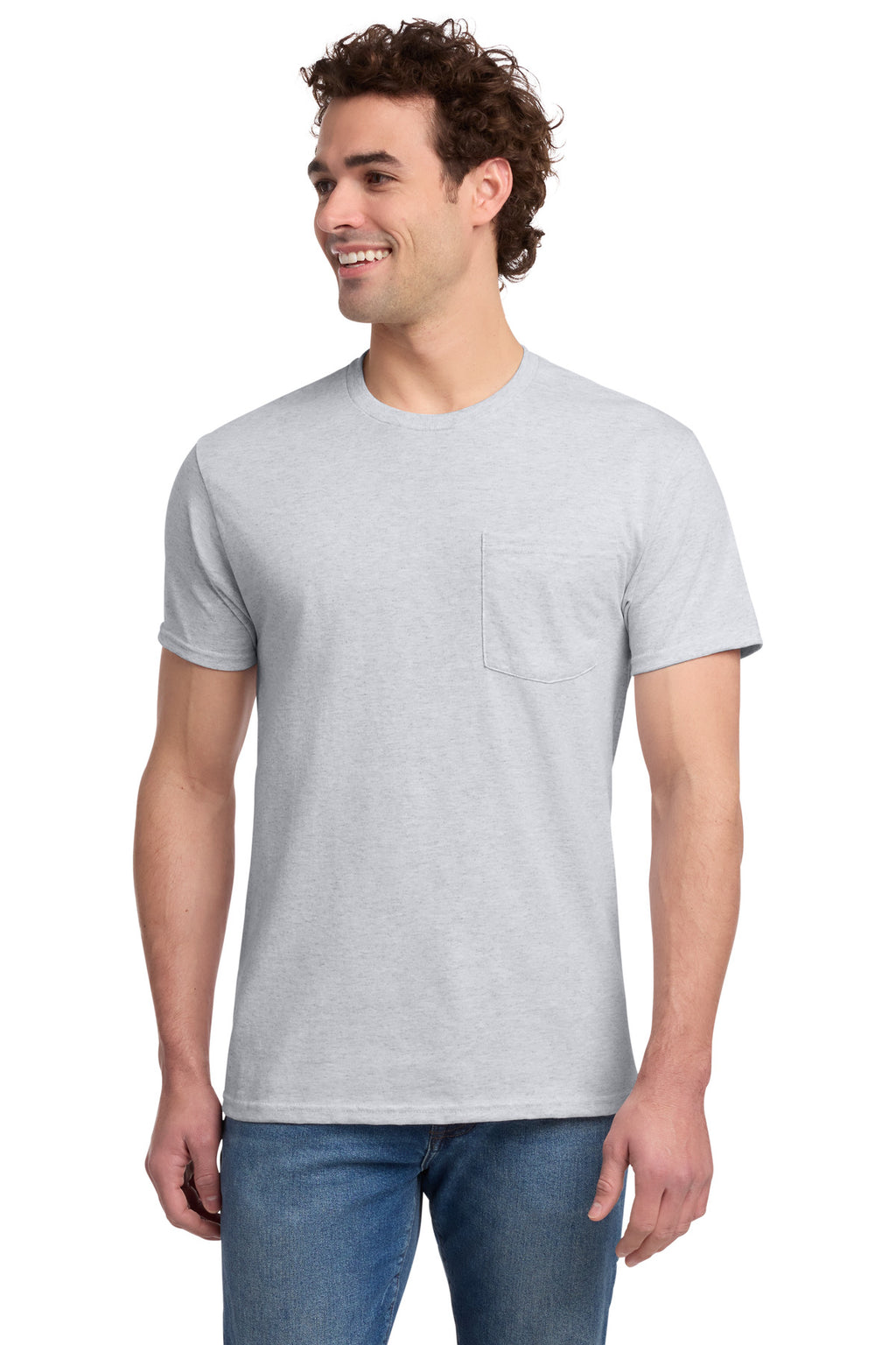 Jerzees - Dri-Power 50/50 Cotton/Poly Pocket T-Shirt. 29MP - Ash - front