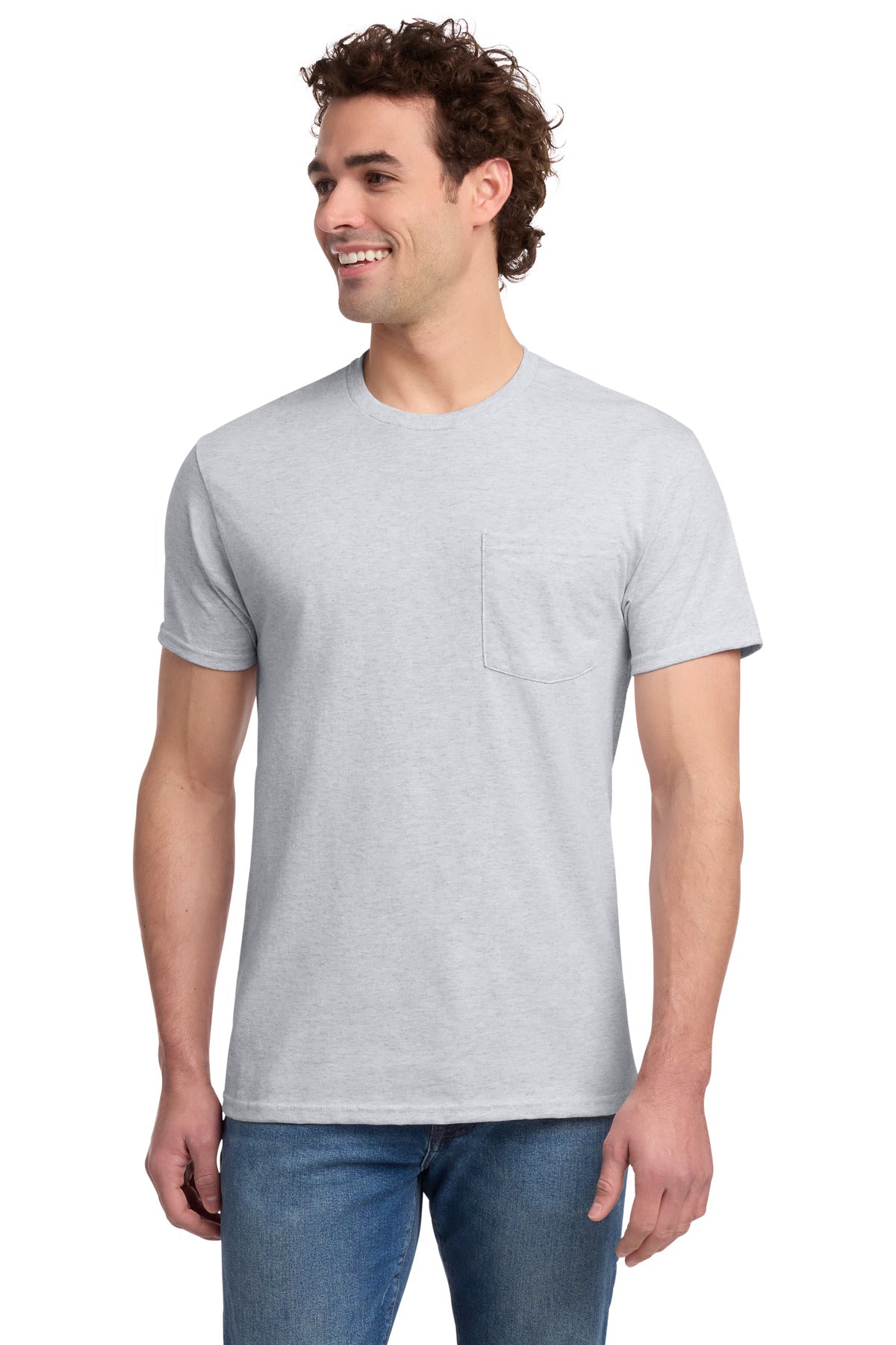 Jerzees - Dri-Power 50/50 Cotton/Poly Pocket T-Shirt. 29MP - Ash - front