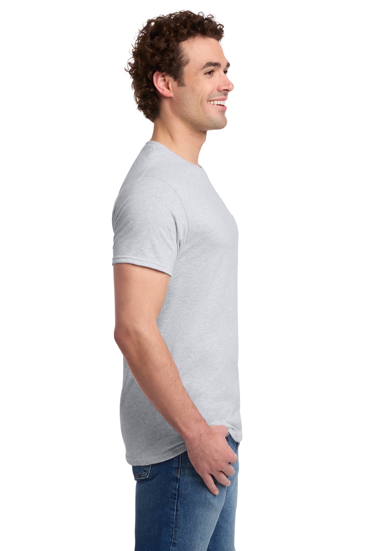 Jerzees - Dri-Power 50/50 Cotton/Poly Pocket T-Shirt. 29MP - Ash - side