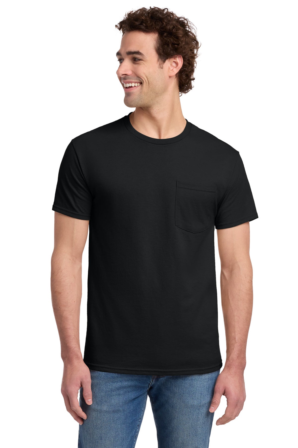 Jerzees - Dri-Power 50/50 Cotton/Poly Pocket T-Shirt. 29MP - Black - front