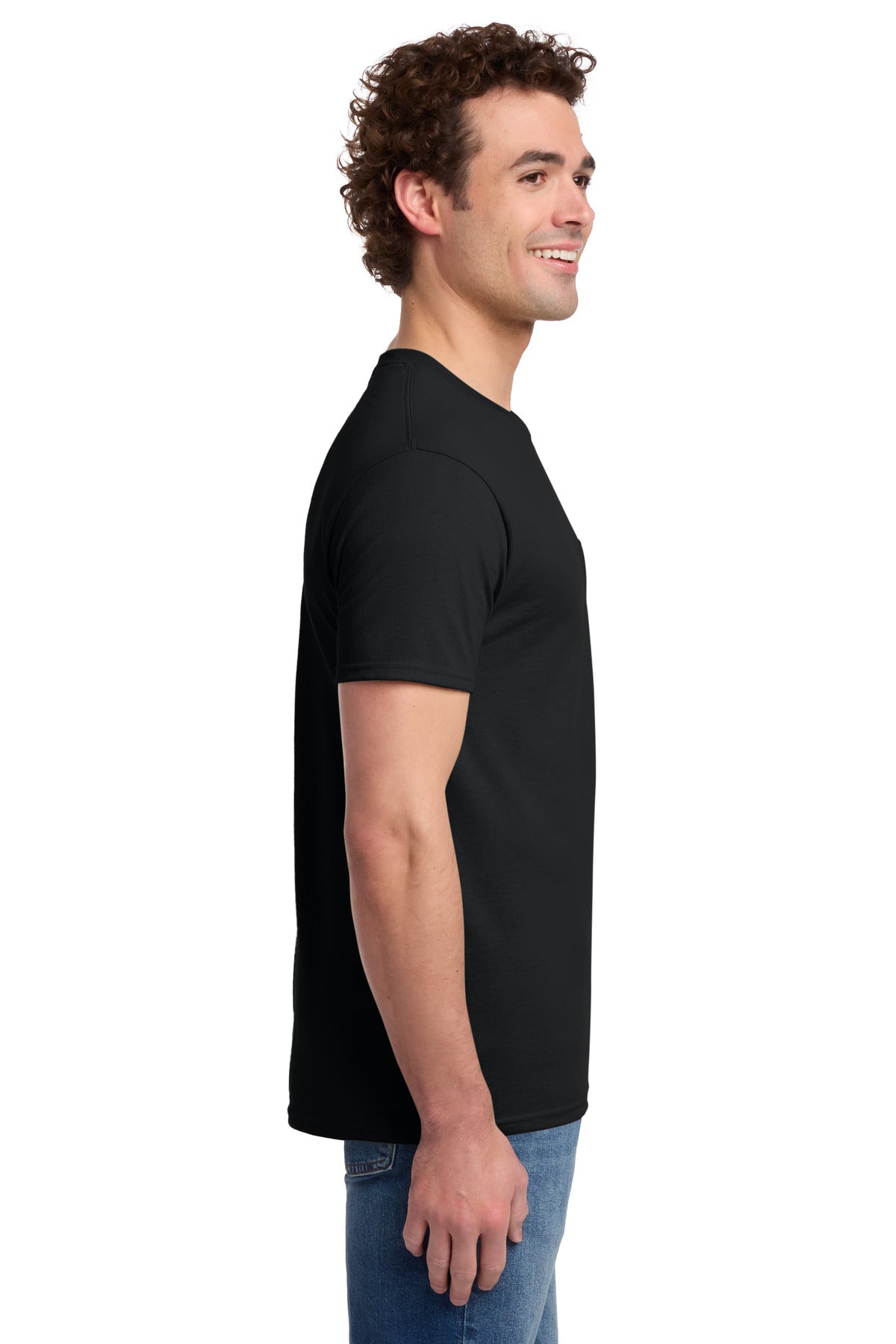 Jerzees - Dri-Power 50/50 Cotton/Poly Pocket T-Shirt. 29MP - Black - side